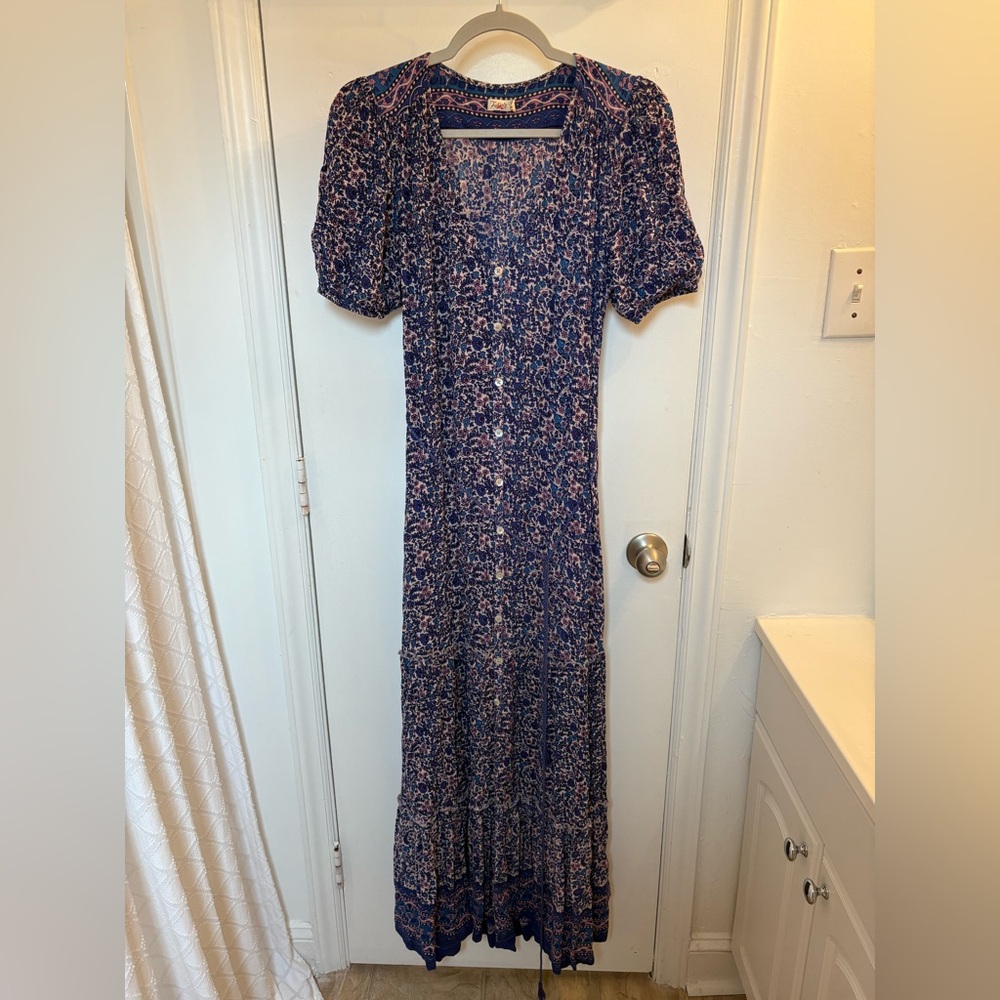 Faherty Purple Floral Maxi Dress